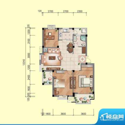 乾茂宫园户型图多层D 106平方米面积:106.00平米