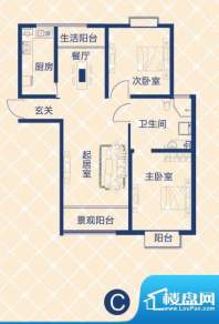 蓝图二期户型图C户型 2室2厅1卫面积:111.29平米