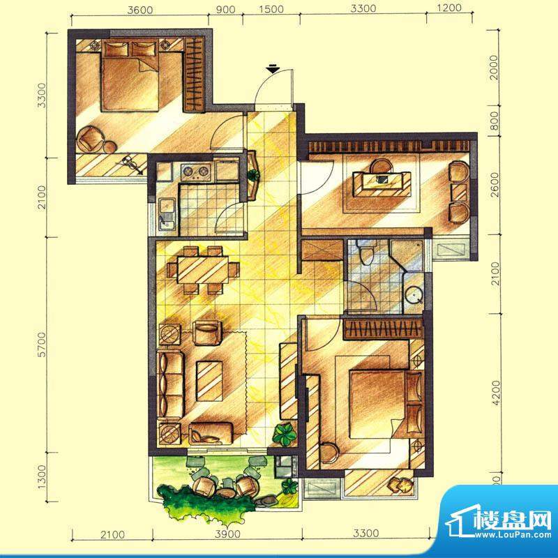 众鑫城上城户型图2期高层1#楼标面积:98.00平米