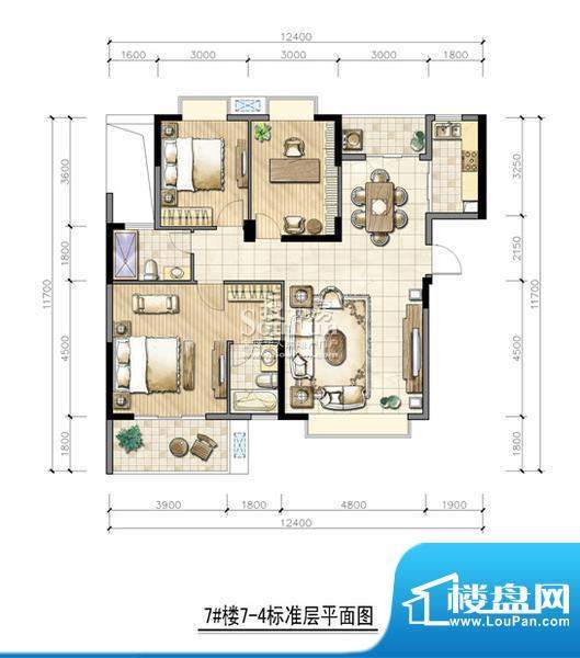 众鑫城上城户型图7#楼7-4标准层面积:133.00平米