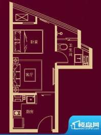 唐宁国际户型图标准层H户型 1室面积:32.20平米