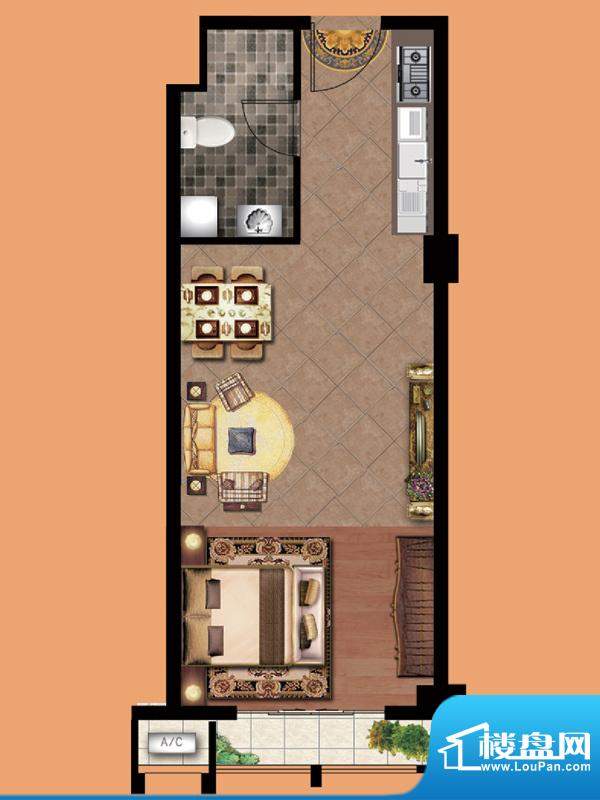 TAHA时区户型图Q家居户型 1室2面积:55.00平米