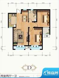 君惠兰庭户型图D户型 2室2厅1卫面积:87.75平米