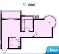 鑫地领海苑户型图户型图 1室1厅面积:69.60平米
