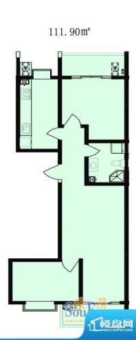 鑫地领海苑户型图户型图 2室1厅面积:111.90平米