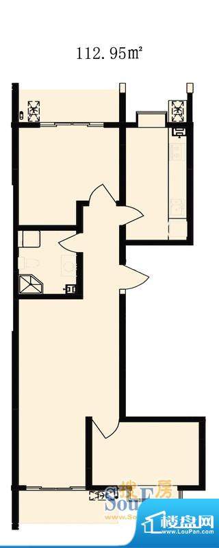 鑫地领海苑户型图户型图 2室1厅面积:112.95平米