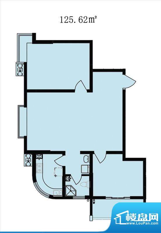 鑫地领海苑户型图户型图 2室1厅面积:125.62平米
