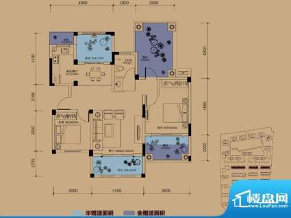 半岛蓝湾户型图E4户型 3室2厅2面积:131.00平米