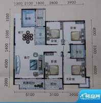 金领域户型图10 4室面积:160.57m平米