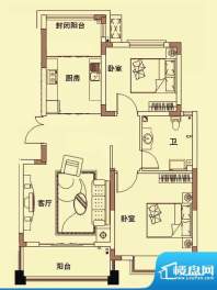贵爵公寓户型图E户型 2室2厅1卫面积:84.00平米