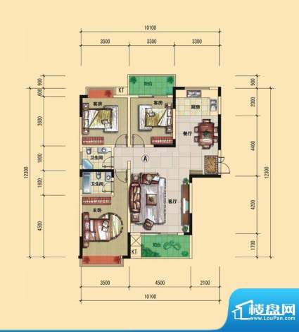 宏豐·缇香郡A户型 面积:125.29m平米