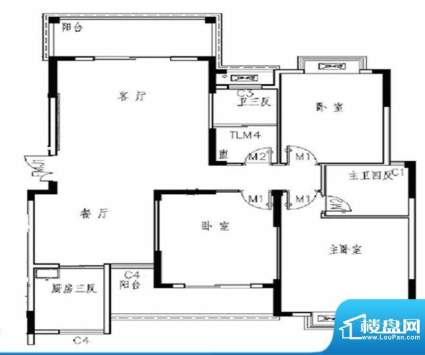 雅和新苑户型图 3室面积:131.65m平米