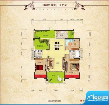 邦盛凤凰城K户型 3室面积:157.44m平米