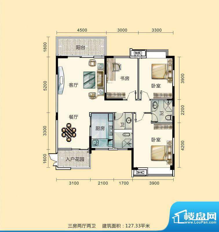 紫东公馆户型图19 3面积:127.33m平米