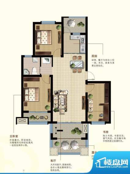 智慧之城户型图C2户型图 3室2厅面积:101.32平米