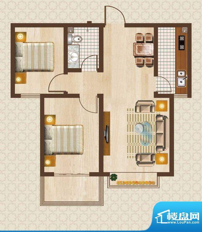 天洲沁园户型图5-02户型 2室2厅面积:82.46平米