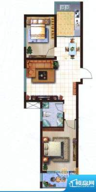 青橙时代户型图A户型 2室2厅1卫面积:89.36平米