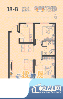 观澜国际户型图18-B户型 2室2厅面积:88.39平米