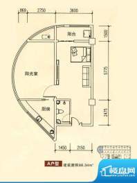 华银国际户型图A户型 1室1厅1卫面积:88.34平米