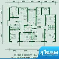 翡翠城户型图HC2-4户型 3室2厅面积:96.64平米
