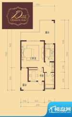 香醍溪岸户型图D户型三层 2室1面积:52.25平米