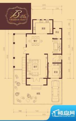 香醍溪岸户型图B户型首层 2室1面积:121.85平米