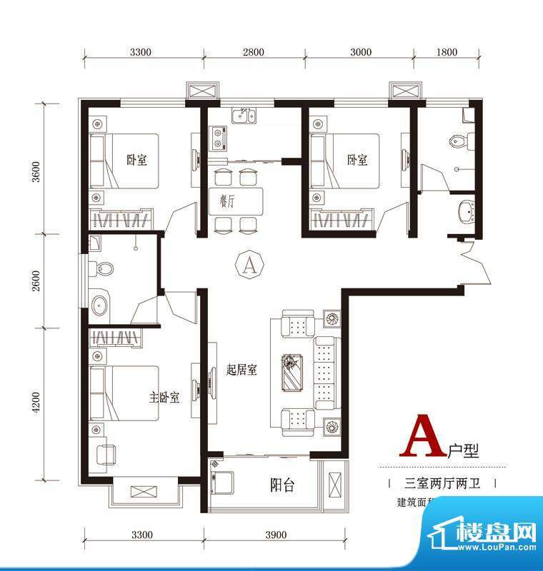 国风户型图7#A户型 3室2厅2卫1面积:118.05平米