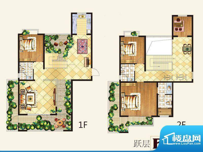 承翰世家户型图B3跃层户型 4室面积:255.00平米