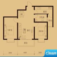 新大院户型图2#楼-E3 2室2厅1卫面积:81.29平米