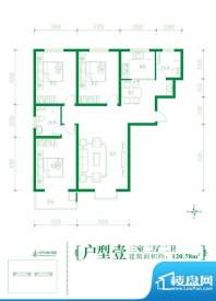 金水湾户型图户型壹 3室2厅2卫面积:120.78平米