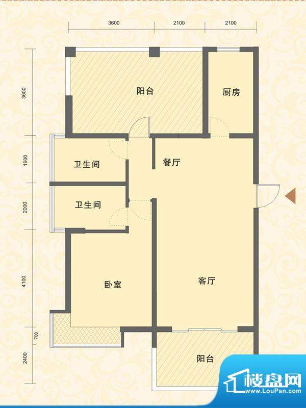 富源公馆户型图A户型 1室2厅2卫面积:108.00平米