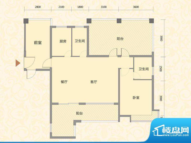富源公馆户型图A2户型 2室2厅2面积:116.00平米