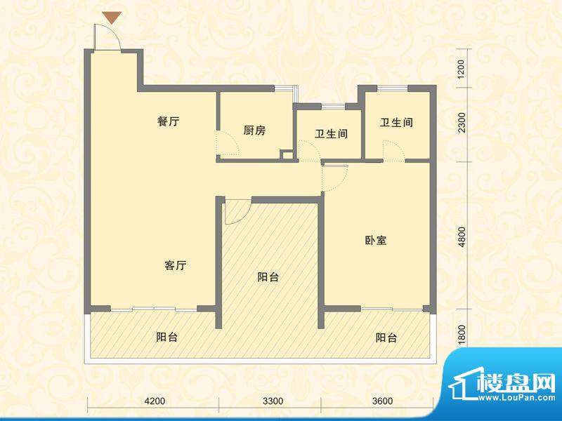 富源公馆户型图B户型 1室2厅2卫面积:105.00平米