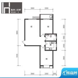 竹境户型图H户型2室2厅1卫1厨面积:90.82平米