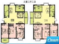 佳豪花苑户型图标准层三居 3室面积:125.00平米