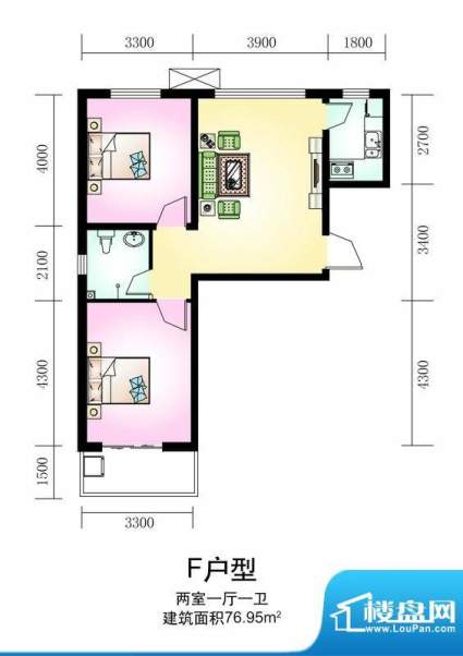 新谊家园户型图F户型 2室1厅1卫面积:76.95平米
