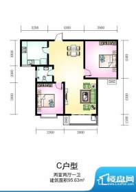 新谊家园户型图C户型 2室2厅1卫面积:95.63平米