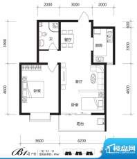 银佛家园户型图一期B1-1户型 2面积:87.00平米