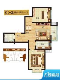 燕西台户型图C-2户型 2室2厅1卫面积:79.20平米