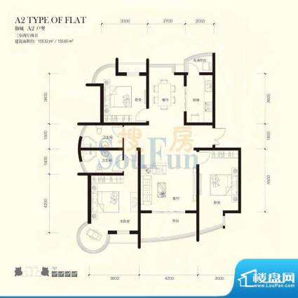 星河御城户型图A2户型 3室2厅2面积:155.32平米