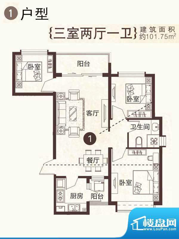 恒大绿洲户型图11-14号楼2单元面积:101.60平米