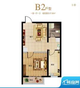 北城国际户型图18号楼B2户型 曼面积:57.50平米