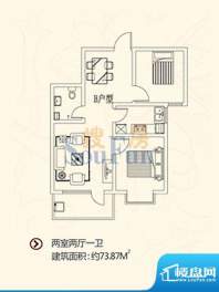 北城公馆户型图B户型 2室2厅1卫面积:73.80平米