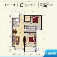 碧水春天户型图C户型 2室2厅1卫面积:91.81平米