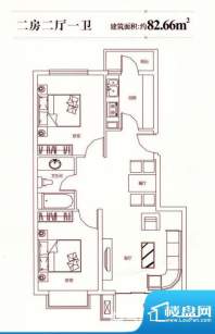 城果户型图户型3 2室2厅1卫1厨面积:82.66平米