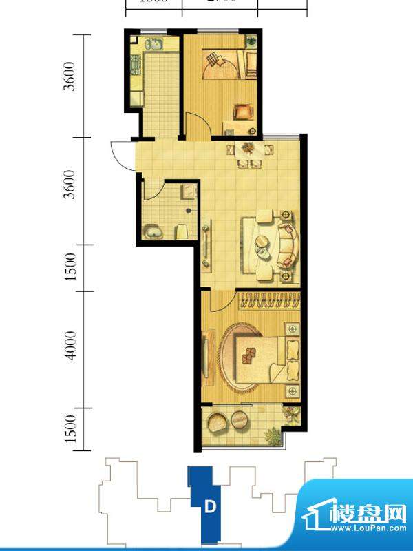 鸿海佳园户型图2#D户型 2室2厅面积:76.00平米