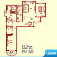 金桥水岸户型图2K-已售完 3室2面积:126.90平米