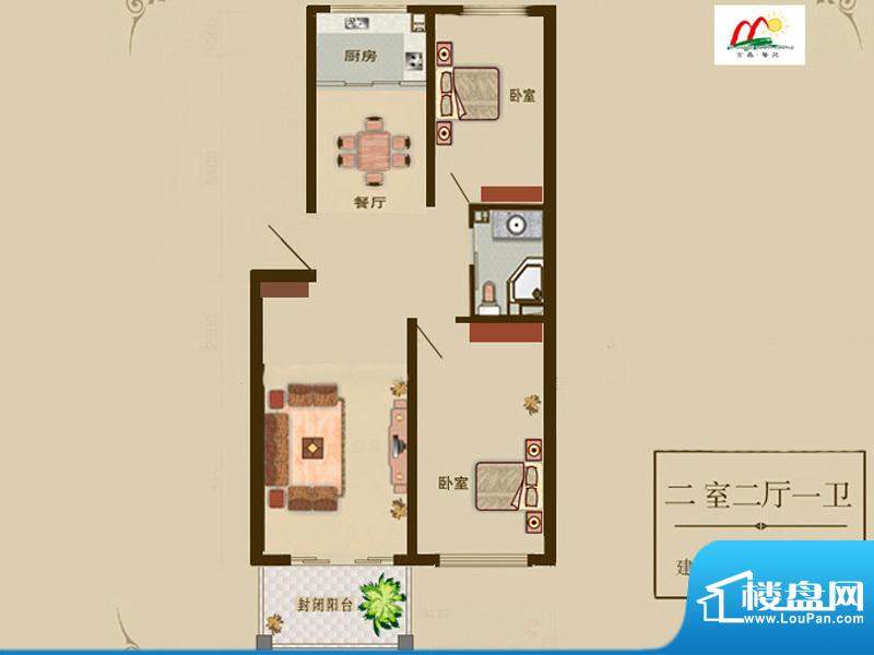 翠堤雅筑户型图标准层二居室 2面积:85.00平米