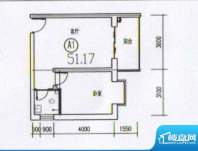 清凉盛景户型图户型A1 1室1厅1面积:51.17平米