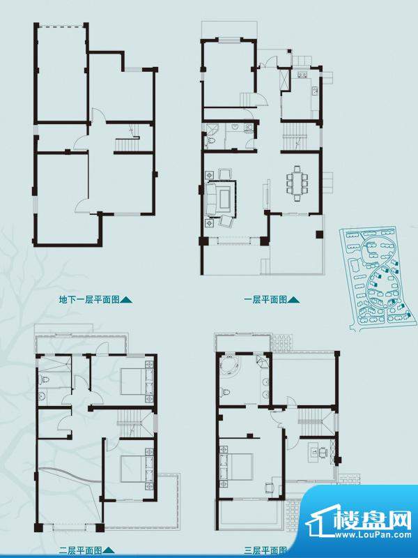 鳌山名苑户型图别墅05户型 4室面积:365.49平米